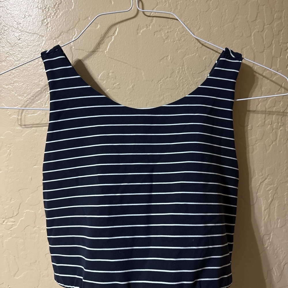 Athleta Blue and White Crop Tank Top